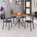 Ver imagem 1 de Conjunto de Mesa Tubular 70cm x 70cm Tampo MDF com 4 Cadeiras Lívia Prata/Preto/Cinamomo