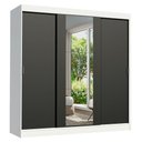 Ver imagem 2 de Guarda-Roupa Casal Madesa Reno 3 Portas de Correr com Espelho Branco/Preto Cor:Branco/Preto
