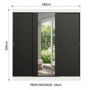 Ver imagem 3 de Guarda-Roupa Casal Madesa Reno 3 Portas de Correr com Espelho Branco/Preto Cor:Branco/Preto