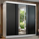 Ver imagem 1 de Guarda-Roupa Casal Madesa Reno 3 Portas de Correr com Espelho Branco/Preto Cor:Branco/Preto