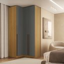 Ver imagem 1 de Guarda-Roupa de 3 Portas Canto Reto 100% MDF Freijó e Titânio Altezza Trend