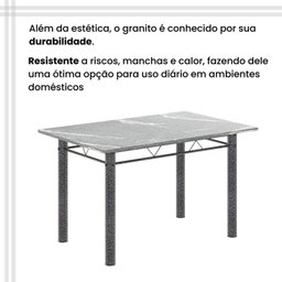 Conjunto de Mesa Tubular 120cm X 75cm Tampo Granito Topázio com 4 Cadeiras Lara - 10