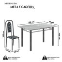 Ver imagem 3 de Conjunto de Mesa Tubular 120cm x 75cm Tampo Granito Topázio com 4 Cadeiras Lara Prata/Preto