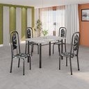Ver imagem 1 de Conjunto de Mesa Tubular 120cm x 75cm Tampo Granito Topázio com 4 Cadeiras Lara Prata/Preto