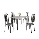 Ver imagem 2 de Conjunto de Mesa Tubular 120cm x 75cm Tampo Granito Topázio com 4 Cadeiras Lara Prata/Preto
