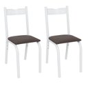Ver imagem 1 de Kit 2 Cadeiras de Aço para Sala de Jantar Clássica Ana Branco/Marrom