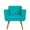 Poltrona Decorativa Estofada Para Salão de Beleza Isabella Suede Azul Turquesa - DL DECOR - 2