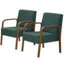 Ver imagem 1 de Kit 2 Poltronas 1 Lugar Jade Pé Madeira Suede Verde