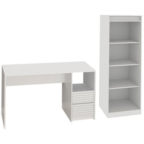 Escrivaninha e Estante para Escritorio Me4174 Me4150 Branco