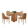 Sala de Jantar Mesa Selene 135cm Madeira Tampo Laminado Veludo Bege /star Caramelo /imbuia Nat. - 1