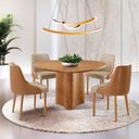 Ver imagem 3 de Sala de Jantar Mesa Selene 135cm Madeira Tampo Laminado Veludo Bege /star Caramelo /imbuia Nat.