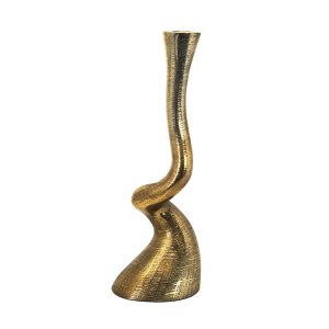 Castiçal em Alumínio Cobre Envelhecido Design Retorcido 32cm