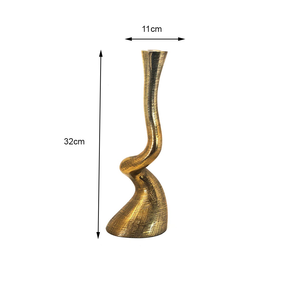 Castiçal em Alumínio Cobre Envelhecido Design Retorcido 32cm - 3