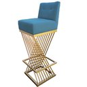 Ver imagem 4 de Kit 04 Banquetas Luma Base de Ferro Sued Azul Tiffany - D'classe Decor