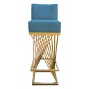 Ver imagem 2 de Kit 04 Banquetas Luma Base de Ferro Sued Azul Tiffany - D'classe Decor