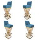 Ver imagem 1 de Kit 04 Banquetas Luma Base de Ferro Sued Azul Tiffany - D'classe Decor