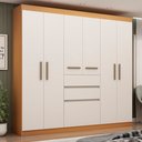 Ver imagem 1 de Guarda-Roupa Casal 7 Portas 2 Gavetas Berna Yescasa Bege/Freijo/White Laca