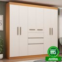 Ver imagem 4 de Guarda-Roupa Casal 7 Portas 2 Gavetas Berna Yescasa Bege/Freijo/White Laca