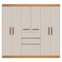 Ver imagem 6 de Guarda-Roupa Casal 7 Portas 2 Gavetas Berna Yescasa Bege/Freijo/White Laca