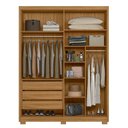 Ver imagem 3 de Guarda Roupa Casal California 4 Portas 3 Gavetas 2 Espelhos Califórnia Marrom/Freijo/Off White