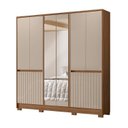 Ver imagem 2 de Guarda Roupa Casal 10 Portas 4 Gavetas com 2 Espelhos Alasca Marrom/Carvalho/Fendi