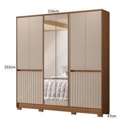 Guarda Roupa Casal  10 Portas  4 Gavetas com 2 Espelhos  Alasca - 4