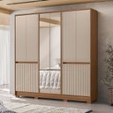 Ver imagem 1 de Guarda Roupa Casal 10 Portas 4 Gavetas com 2 Espelhos Alasca Marrom/Carvalho/Fendi