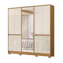 Ver imagem 2 de Guarda Roupa Casal 10 Portas 4 Gavetas com 2 Espelhos Alasca Marrom/Freijo/Off White
