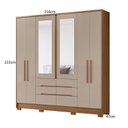 Ver imagem 4 de Guarda Roupa Casal 6 Portas 6 Gavetas 2 Espelhos e Pés San Francisco Marrom/Carvalho/Fendi