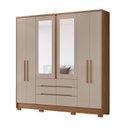 Ver imagem 2 de Guarda Roupa Casal 6 Portas 6 Gavetas 2 Espelhos e Pés San Francisco Marrom/Carvalho/Fendi