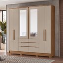 Ver imagem 1 de Guarda Roupa Casal 6 Portas 6 Gavetas 2 Espelhos e Pés San Francisco Marrom/Carvalho/Fendi