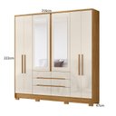 Ver imagem 4 de Guarda Roupa Casal 6 Portas 6 Gavetas 2 Espelhos e Pés San Francisco Marrom/Freijo/Off White