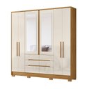 Ver imagem 2 de Guarda Roupa Casal 6 Portas 6 Gavetas 2 Espelhos e Pés San Francisco Marrom/Freijo/Off White
