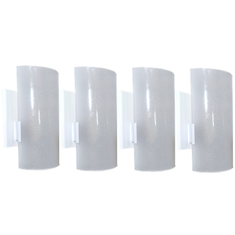 Kit 4 Arandela Calha Parede C/lente de Polimero Random:liso Martelado/branco