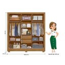 Ver imagem 4 de Guarda Roupa Casal 3 Portas de Correr 2 Gavetas 1 Espelho Bahamas Marrom/Freijo/Off White