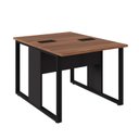 Ver imagem 2 de Escrivaninha Mesa Escritório Dupla Pé Quadrado 90cm Industrial Nogal e Preto Yescasa Marrom