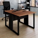Ver imagem 1 de Escrivaninha Mesa Escritório Dupla Pé Quadrado 90cm Industrial Nogal e Preto Yescasa Marrom