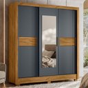 Ver imagem 1 de Guarda Roupa Casal 3 Portas de Correr 2 Gavetas 1 Espelho Bahamas Marrom/Freijo/Cinza