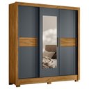 Ver imagem 2 de Guarda Roupa Casal 3 Portas de Correr 2 Gavetas 1 Espelho Bahamas Marrom/Freijo/Cinza