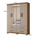 Ver imagem 4 de Guarda Roupa Casal 4 Portas 4 Gavetas 2 Espelhos e Pés Miami Marrom/Carvalho/Fendi