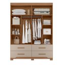 Ver imagem 3 de Guarda Roupa Casal 4 Portas 4 Gavetas 2 Espelhos e Pés Miami Marrom/Carvalho/Fendi