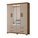 Ver imagem 2 de Guarda Roupa Casal 4 Portas 4 Gavetas 2 Espelhos e Pés Miami Marrom/Carvalho/Fendi