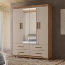 Ver imagem 1 de Guarda Roupa Casal 4 Portas 4 Gavetas 2 Espelhos e Pés Miami Marrom/Carvalho/Fendi