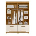 Ver imagem 2 de Guarda Roupa Casal 4 Portas 4 Gavetas 2 Espelhos e Pés Miami Marrom/Freijo/Off White