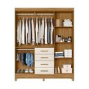 Ver imagem 3 de Guarda Roupa Casal Frisado 6 Portas 4 Gavetas com 2 Espelhos Aruba Marrom/Freijo/Off White