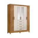 Ver imagem 2 de Guarda Roupa Casal Frisado 6 Portas 4 Gavetas com 2 Espelhos Aruba Marrom/Freijo/Off White