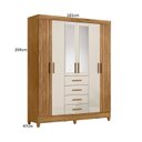 Ver imagem 4 de Guarda Roupa Casal Frisado 6 Portas 4 Gavetas com 2 Espelhos Aruba Marrom/Freijo/Off White