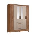 Ver imagem 2 de Guarda Roupa Casal Frisado 6 Portas 4 Gavetas com 2 Espelhos Aruba Marrom/Carvalho/Fendi