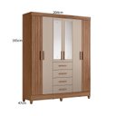 Ver imagem 4 de Guarda Roupa Casal Frisado 6 Portas 4 Gavetas com 2 Espelhos Aruba Marrom/Carvalho/Fendi