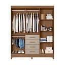 Ver imagem 3 de Guarda Roupa Casal Frisado 6 Portas 4 Gavetas com 2 Espelhos Aruba Marrom/Carvalho/Fendi